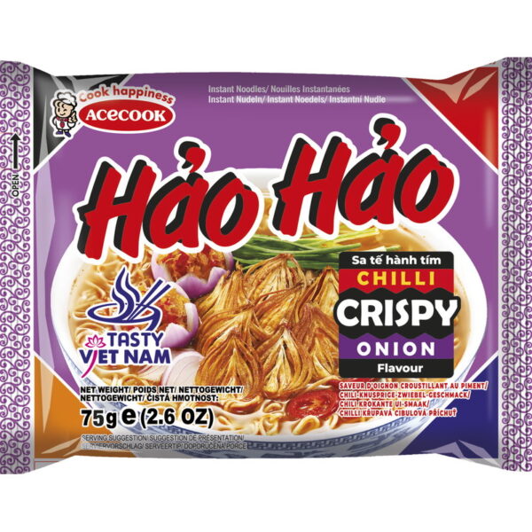 ACECOOK Hao Hao Instant Noodles Chilli Crispy Onion 74g