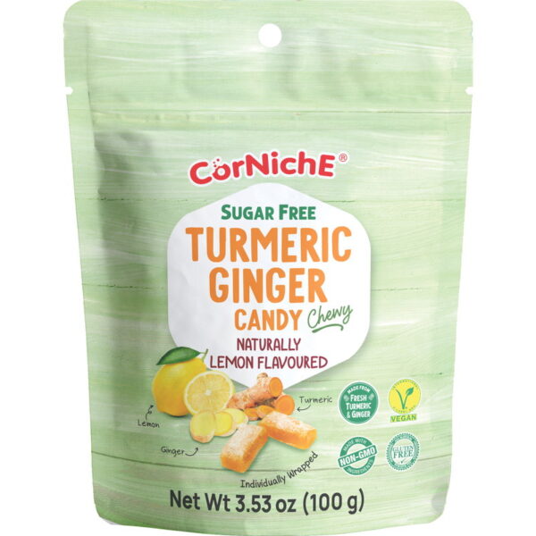 CORNICHE Sugar Free Turmeric Ginger Candy Lemon Flavoured 100g