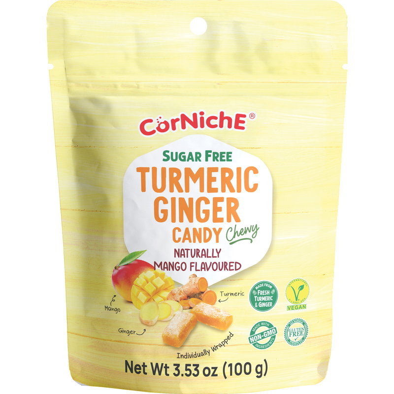 CORNICHE Sugar Free Turmeric Ginger Candy Mango Flavoured 100g