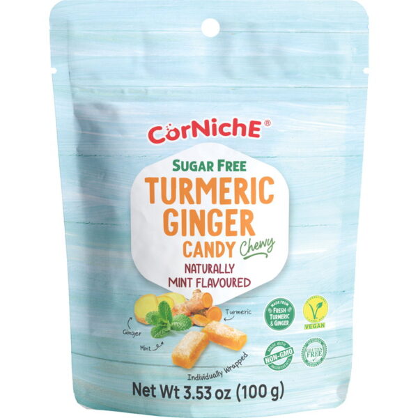 CORNICHE Sugar Free Turmeric Ginger Candy Mint Flavoured 100g