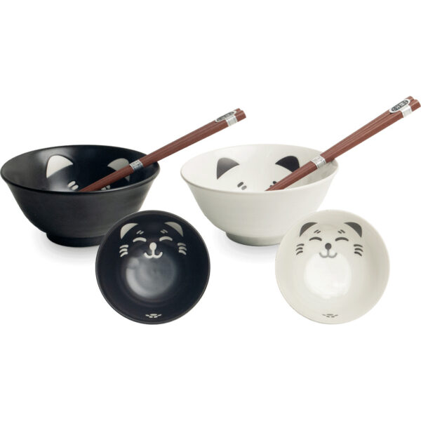 EMRO AZIATICA Black And White Cat Dinner Set (Art. No 6040071)