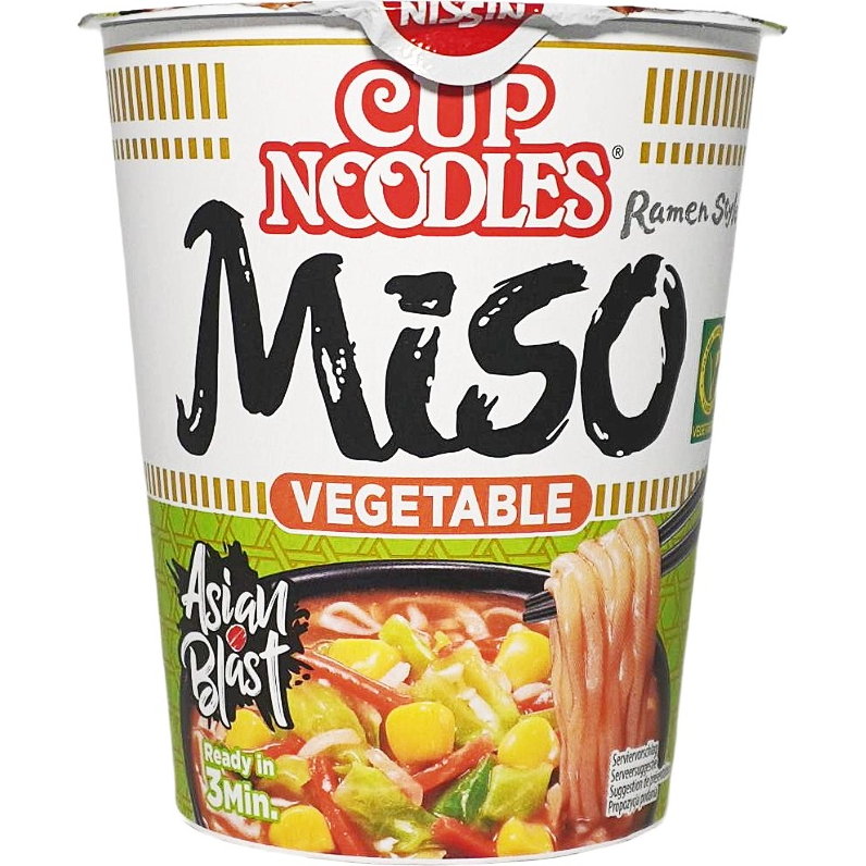 NISSIN Instant Cup Noodles Veggie Miso Japanese Style Soup 67g